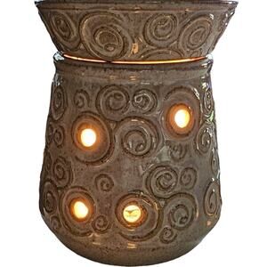 Scentsy Angora Full Size Warmer Beige Swirl Retired 2012 w/ Light Tested & Works